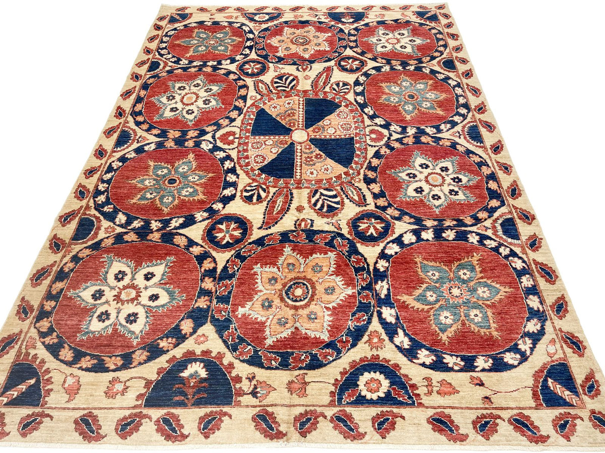 7x10 Red and Ivory Persian Rug