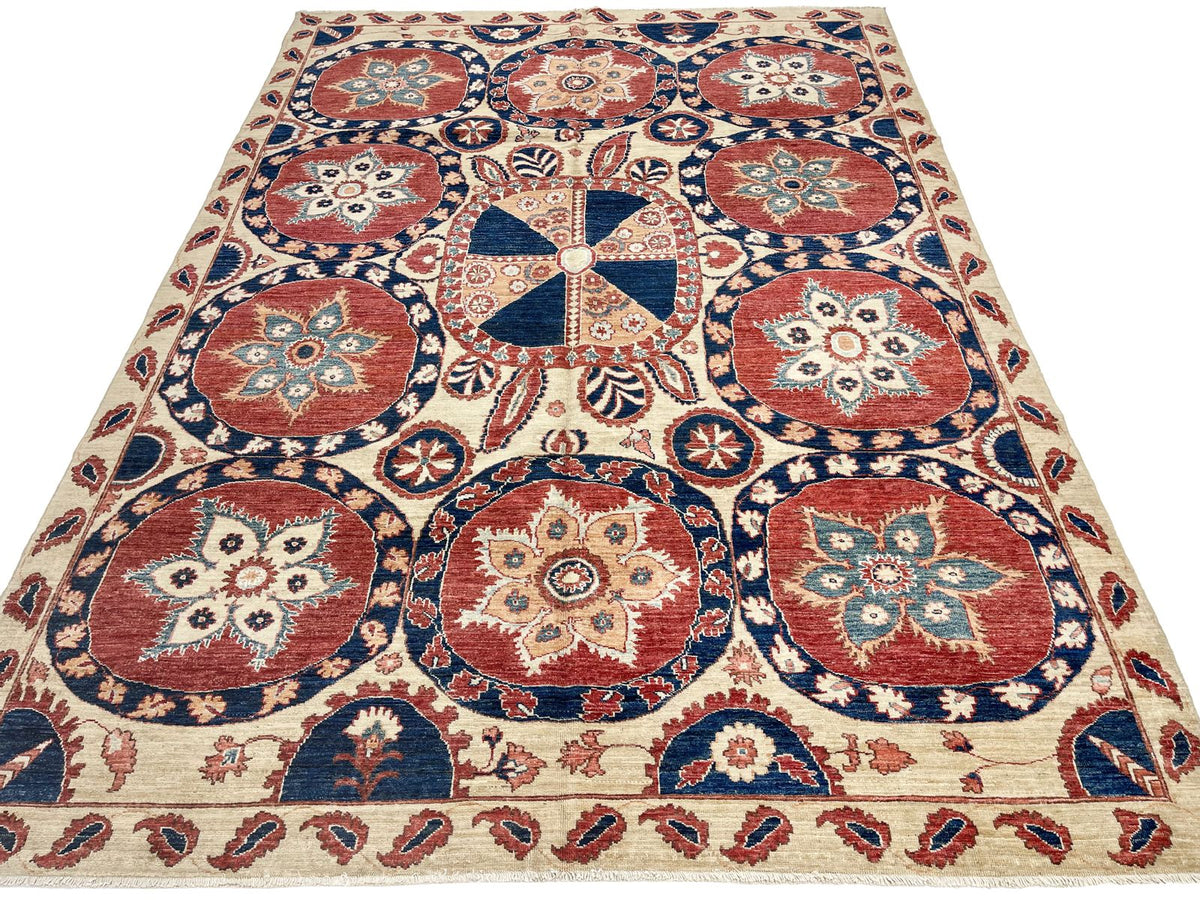 7x10 Red and Ivory Persian Rug