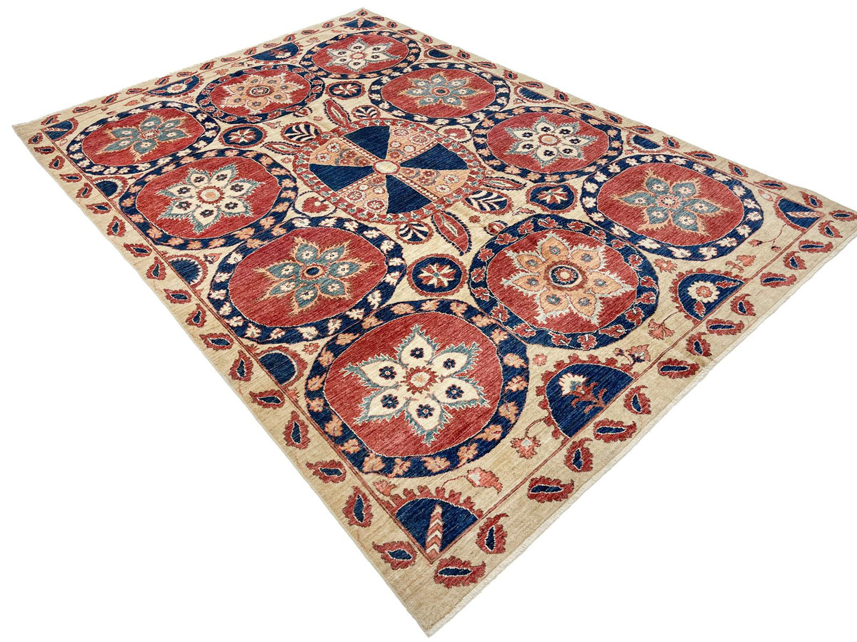7x10 Red and Ivory Persian Rug