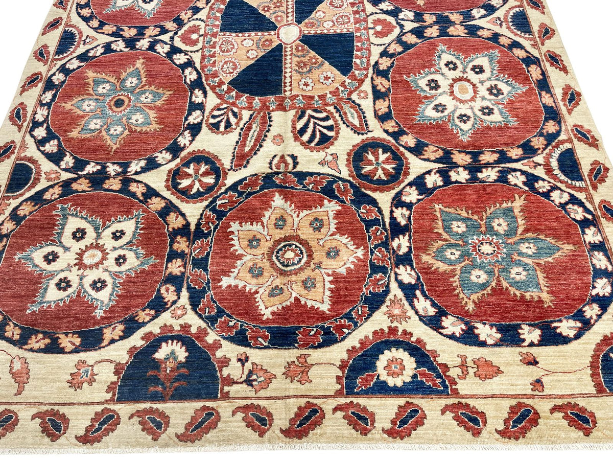 7x10 Red and Ivory Persian Rug
