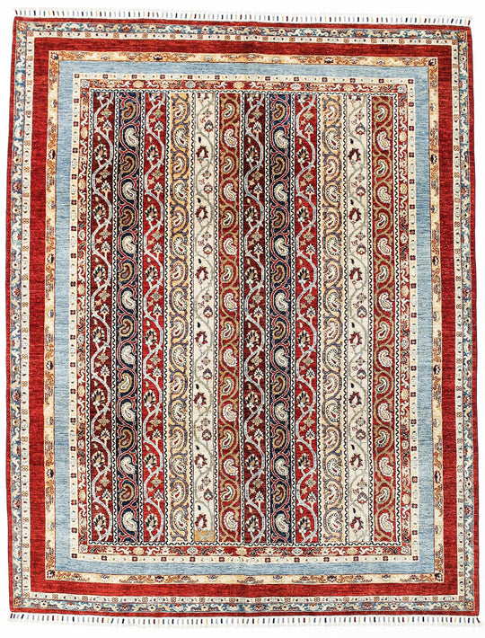 8x10 Multicolor and Red Turkish Tribal Rug