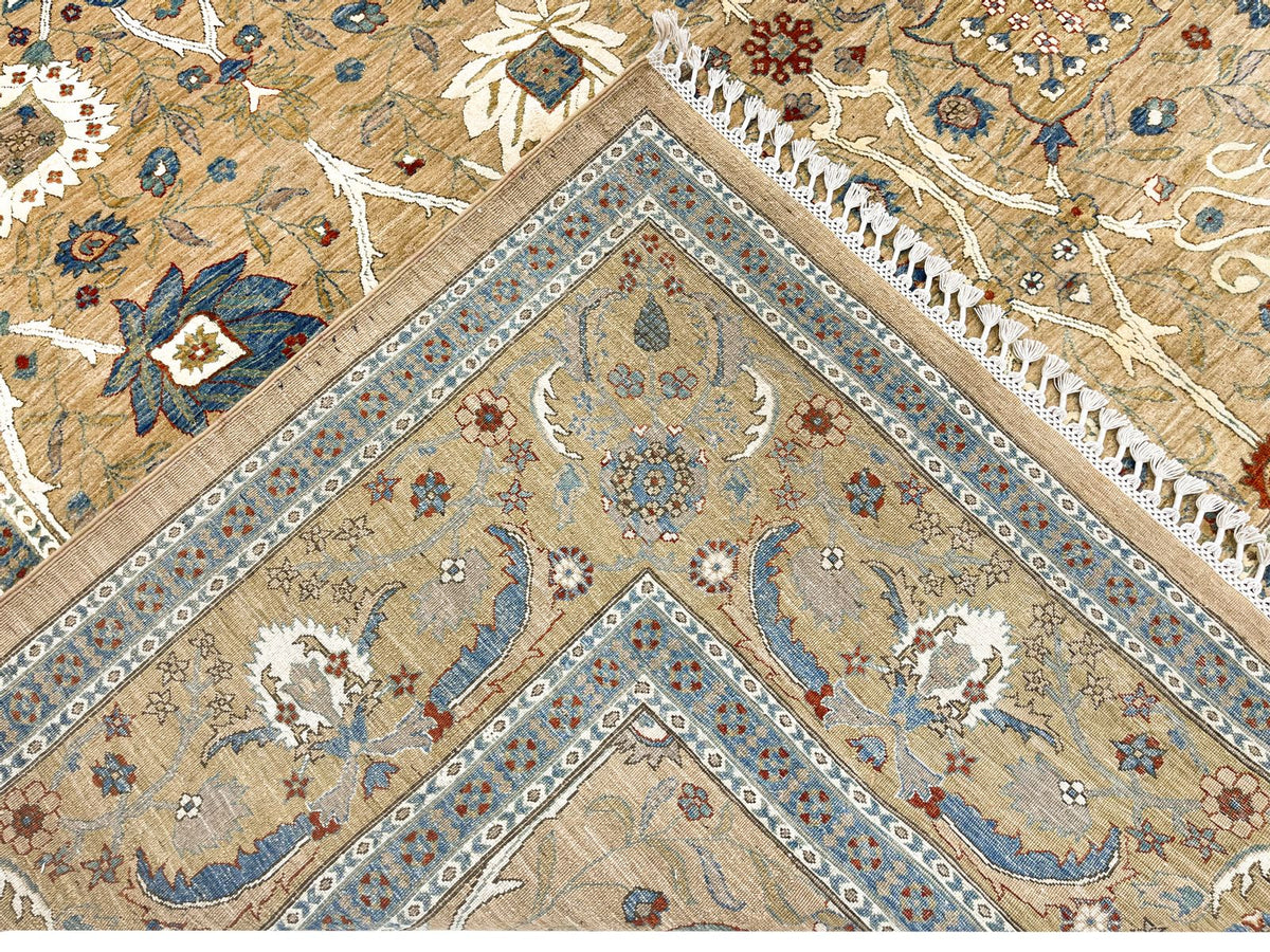 9x12 Gold and Ivory Turkish Traditional Rug