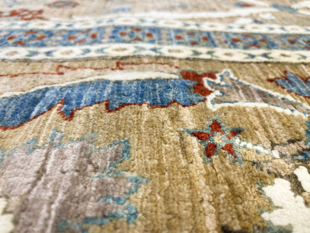 9x12 Gold and Ivory Turkish Traditional Rug