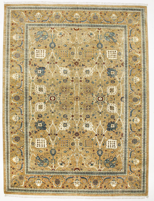 9x12 Gold and Ivory Turkish Traditional Rug