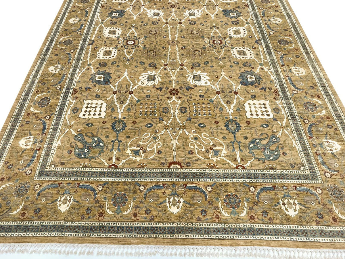 9x12 Gold and Ivory Turkish Traditional Rug