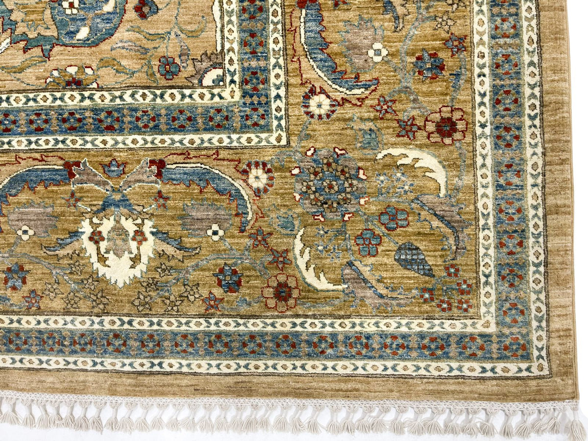 9x12 Gold and Ivory Turkish Traditional Rug