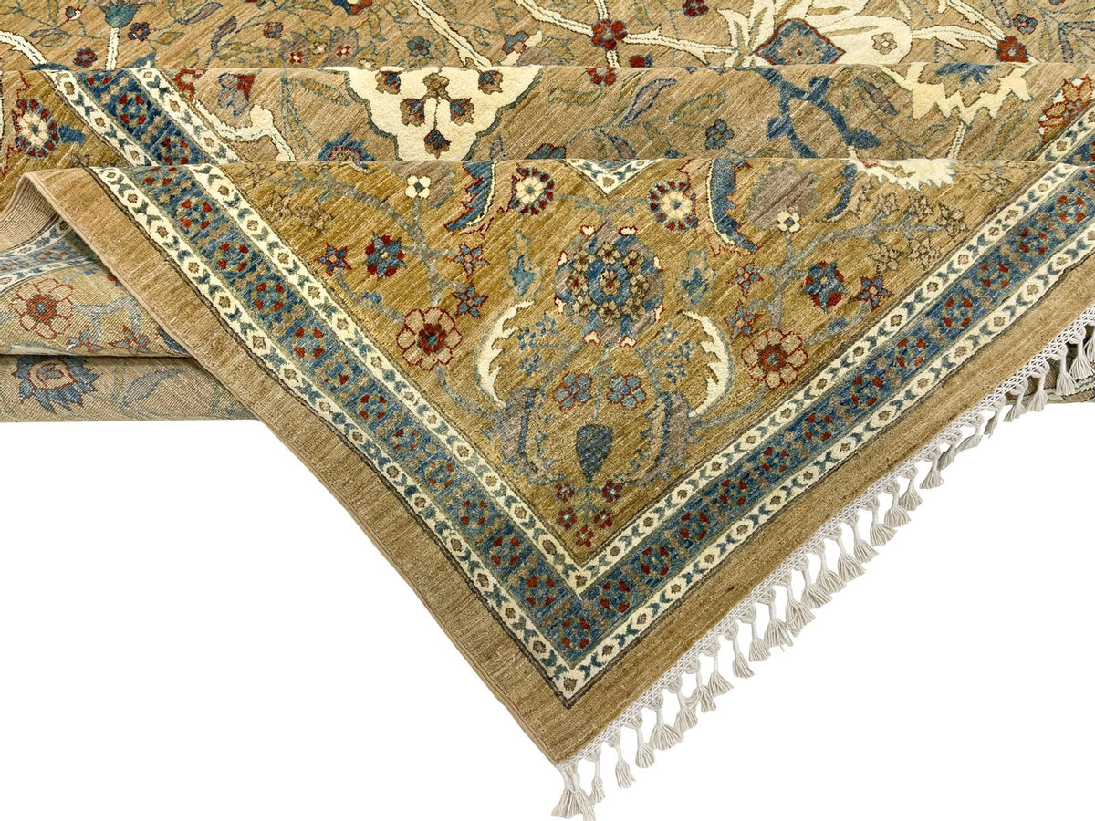 9x12 Gold and Ivory Turkish Traditional Rug