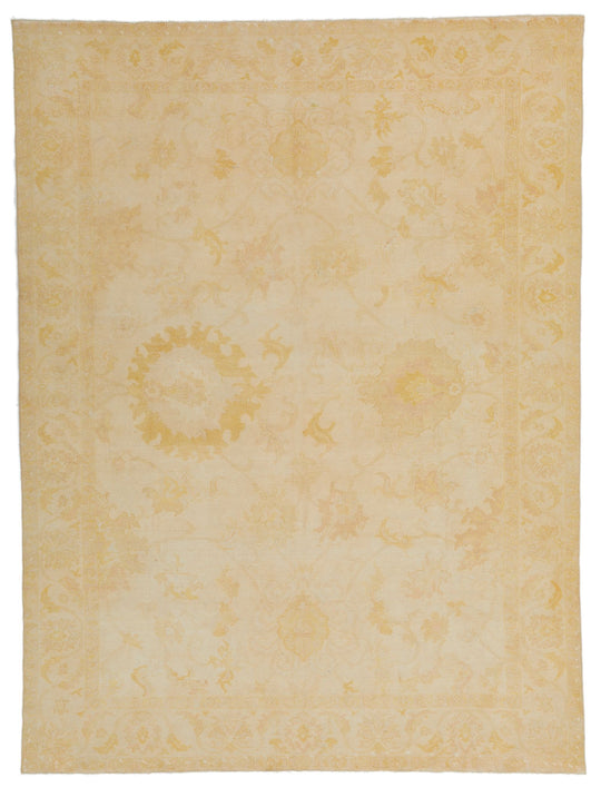 7x10 Beige and Ivory Turkish Traditional Rug