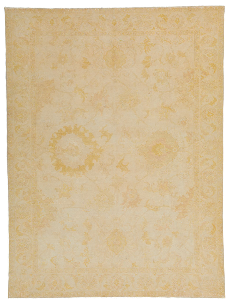 7x10 Beige and Ivory Turkish Traditional Rug