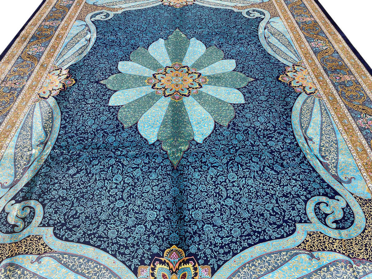 4x6 Navy and Navy Turkish Antep Rug