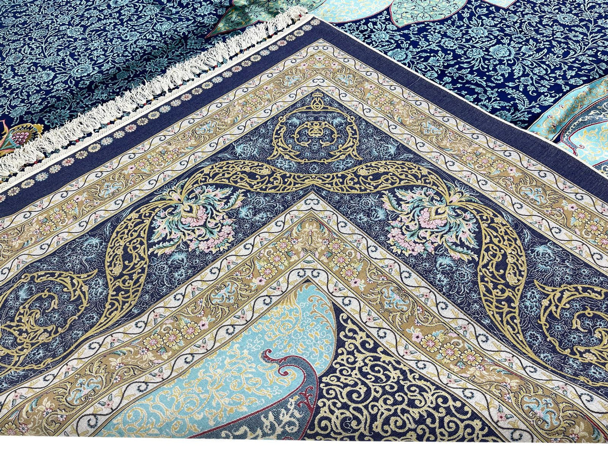 4x6 Navy and Navy Turkish Antep Rug