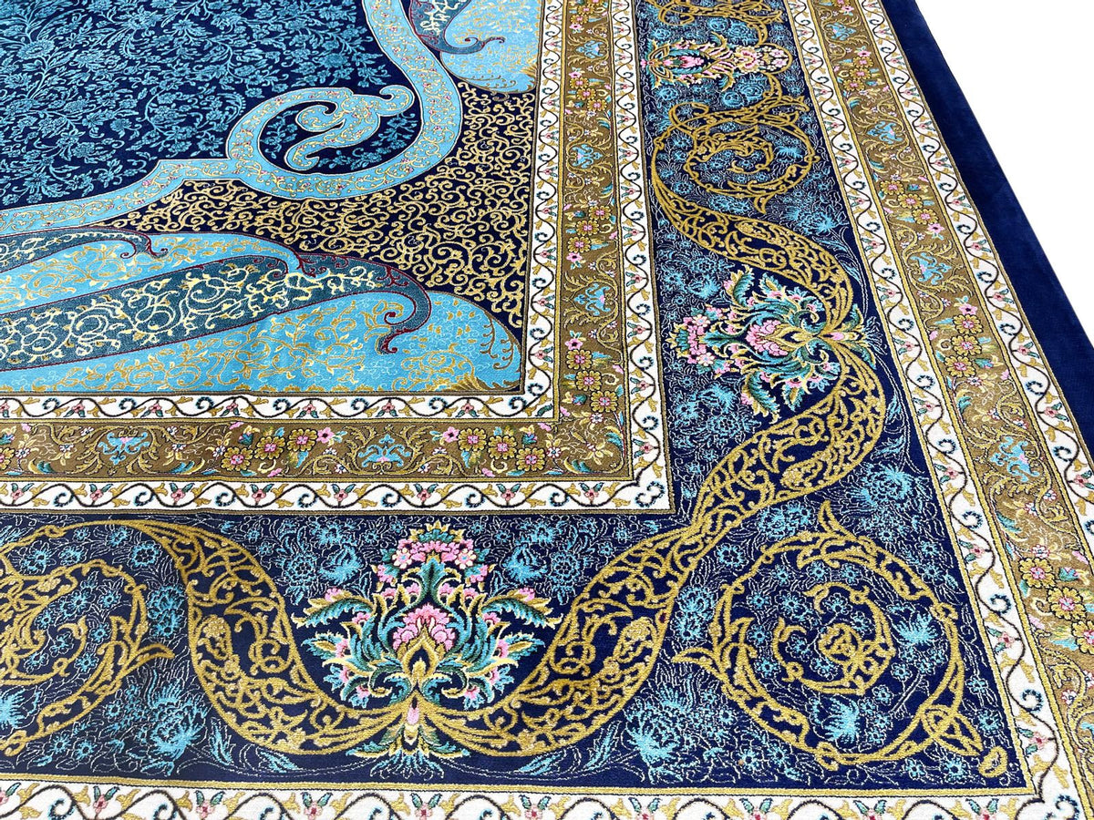 4x6 Navy and Navy Turkish Antep Rug