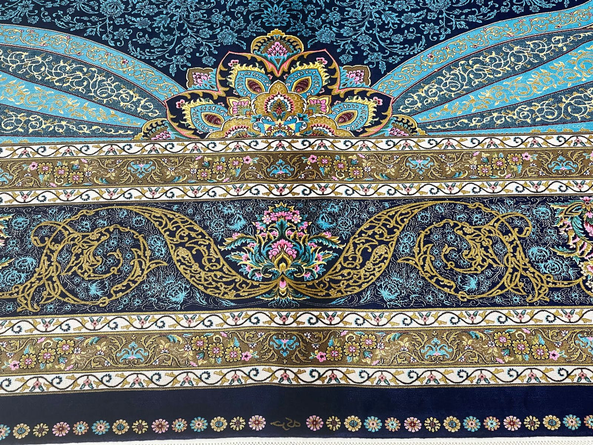 4x6 Navy and Navy Turkish Antep Rug
