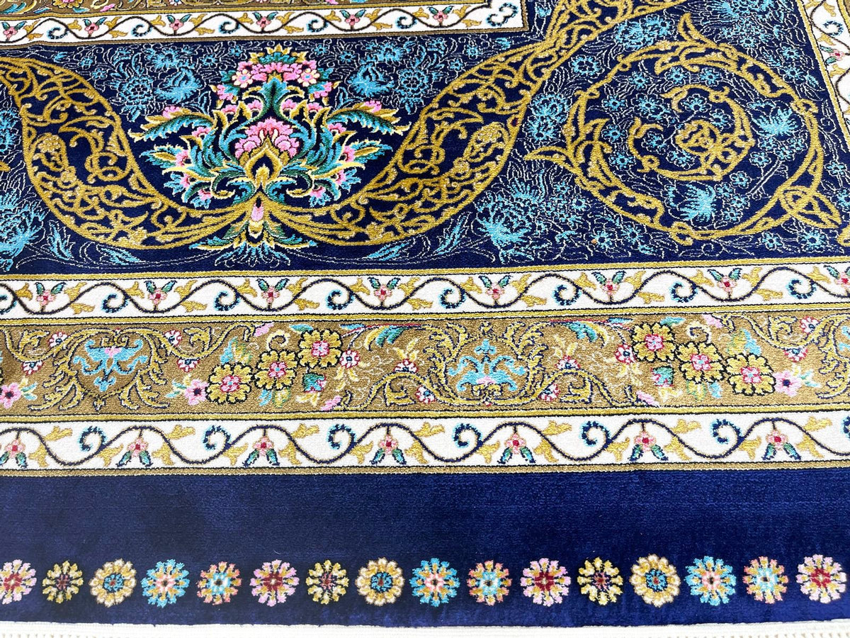 4x6 Navy and Navy Turkish Antep Rug