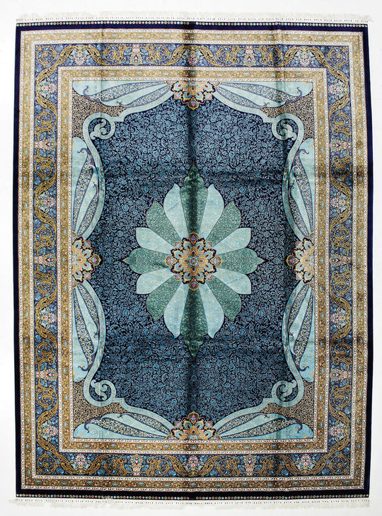 4x6 Navy and Navy Turkish Antep Rug