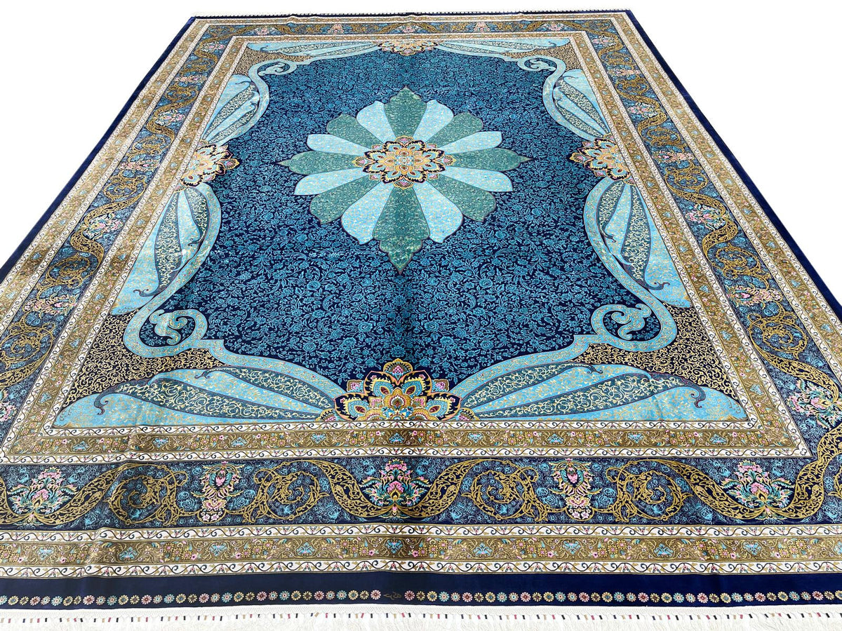 4x6 Navy and Navy Turkish Antep Rug