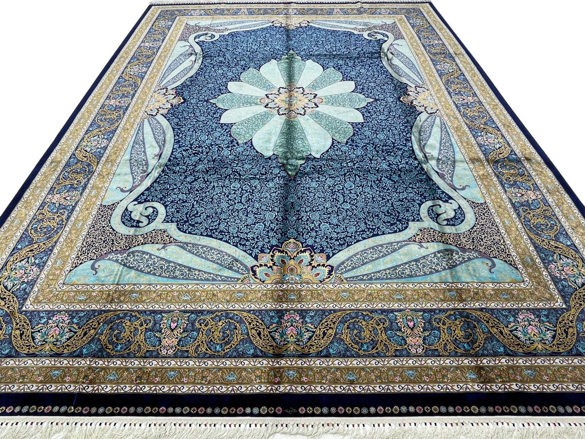 4x6 Navy and Navy Turkish Antep Rug