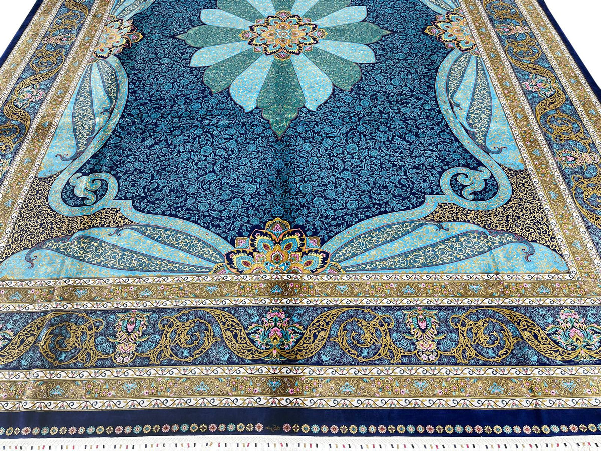 4x6 Navy and Navy Turkish Antep Rug