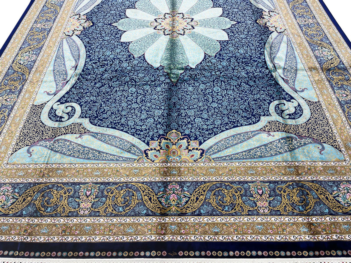 4x6 Navy and Navy Turkish Antep Rug