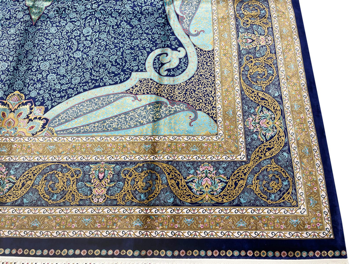 4x6 Navy and Navy Turkish Antep Rug