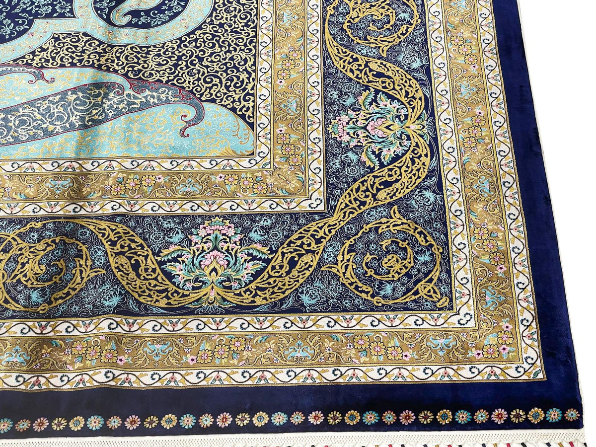 4x6 Navy and Navy Turkish Antep Rug