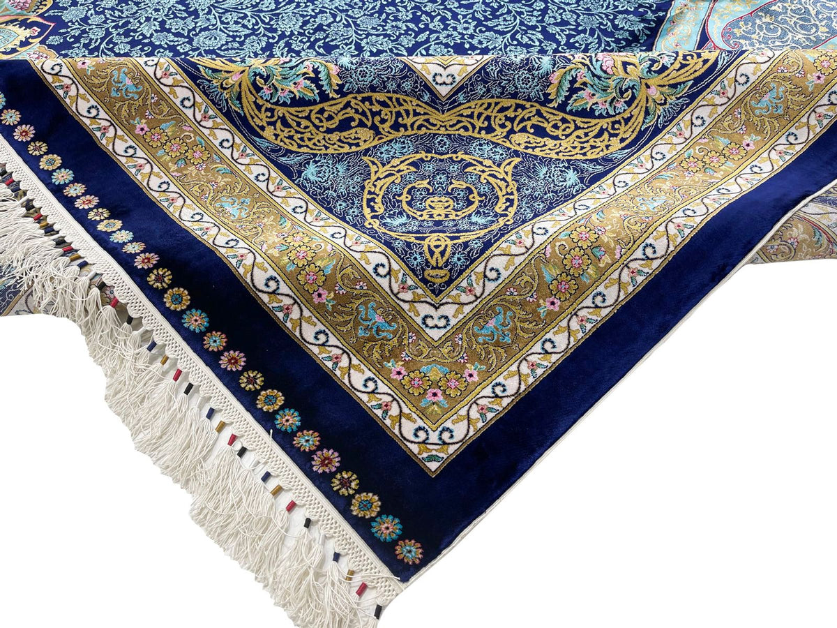 4x6 Navy and Navy Turkish Antep Rug