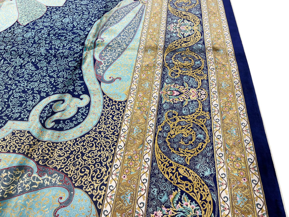 4x6 Navy and Navy Turkish Antep Rug