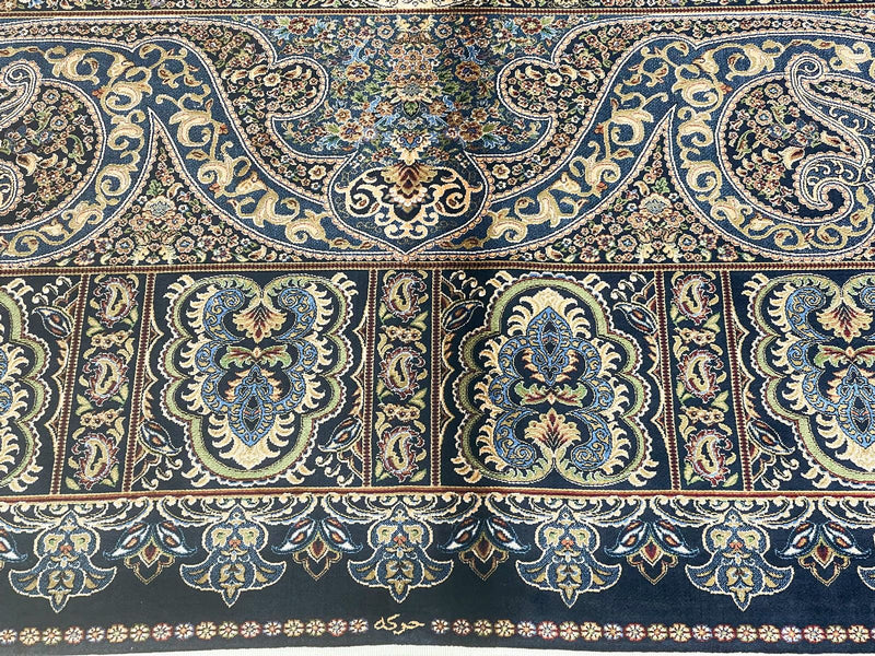 5x8 Navy and Multicolor Turkish Antep Rug