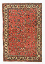 5x7 Rust and Ivory Turkish Traditional Rug