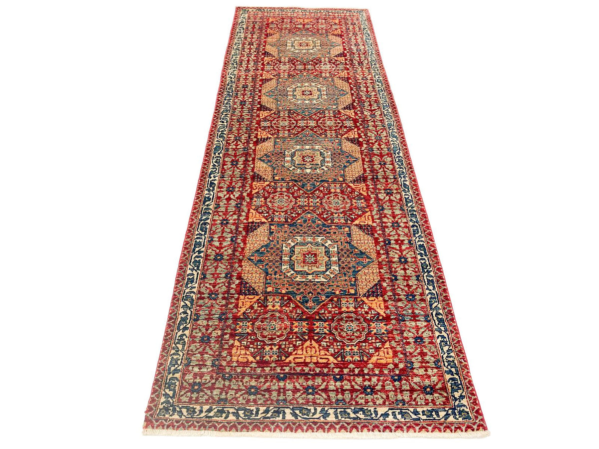 3x9 Red and Ivory Turkish Tribal Runner