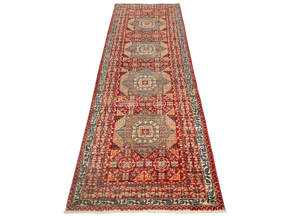 3x9 Red and Ivory Turkish Tribal Runner