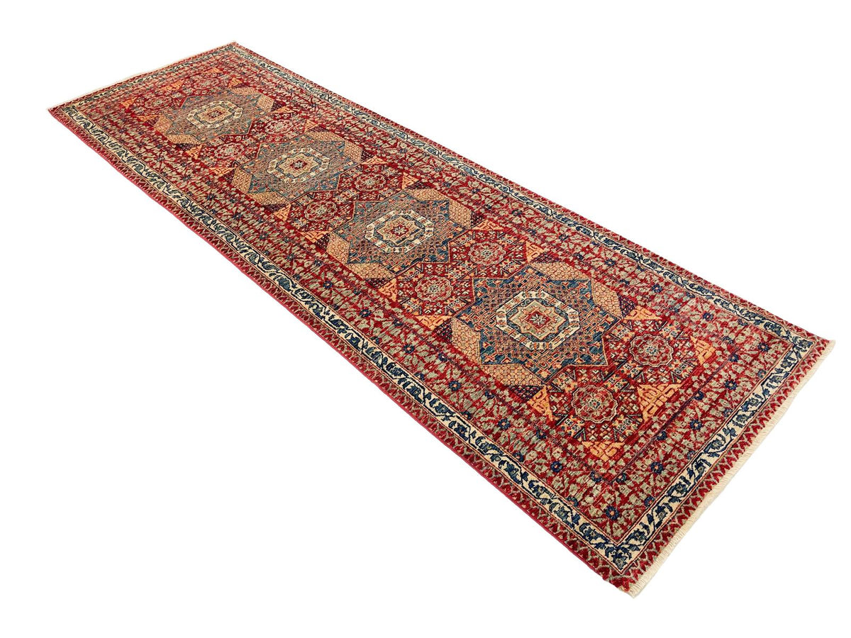 3x9 Red and Ivory Turkish Tribal Runner