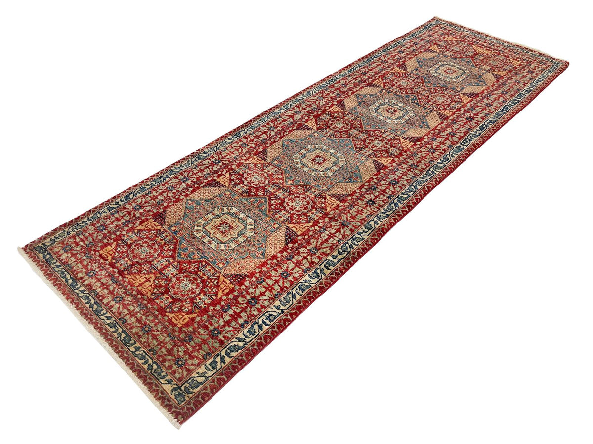 3x9 Red and Ivory Turkish Tribal Runner