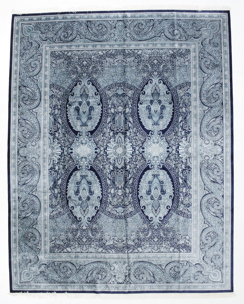 10x13 Navy and Off White Turkish Antep Rug