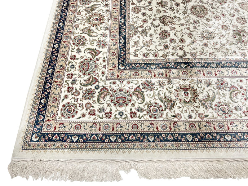 10x13 Ivory and Blue Turkish Antep Rug