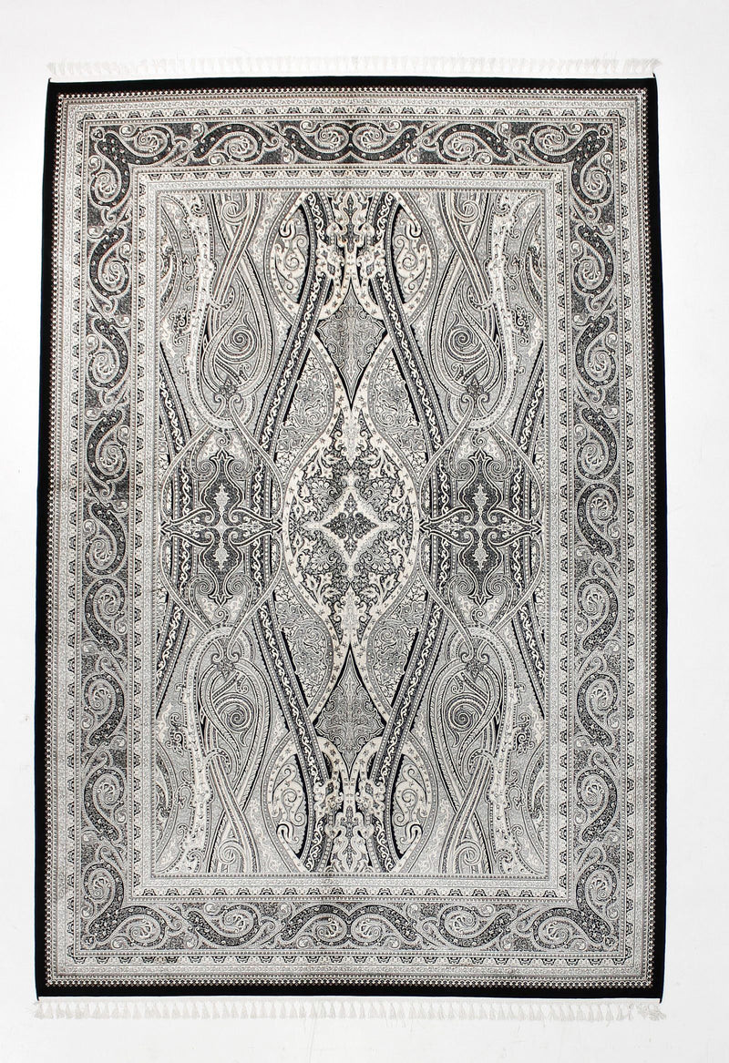 7x10 Black and Off White Turkish Antep Rug