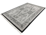 7x10 Black and Off White Turkish Antep Rug