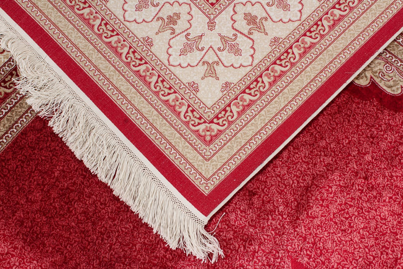 7x10 Red and Ivory Turkish Antep Rug