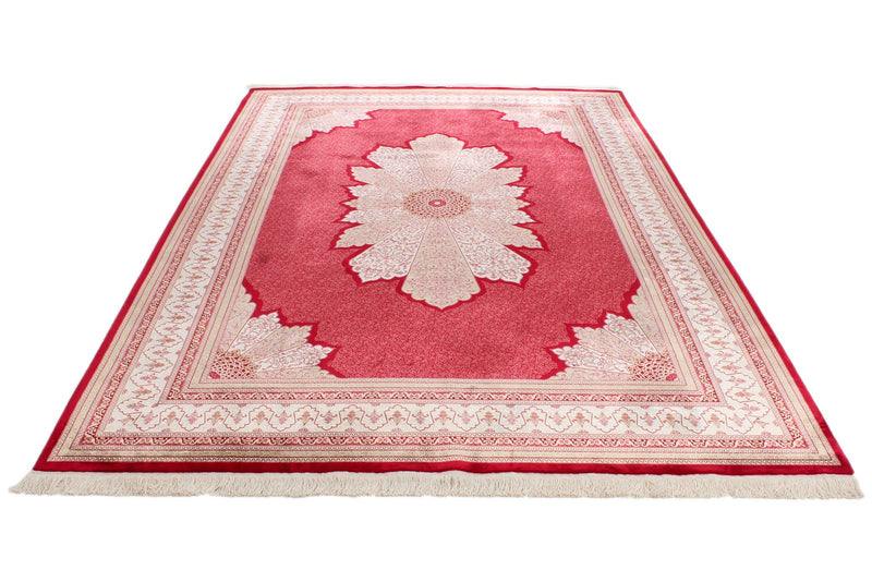 7x10 Red and Ivory Turkish Antep Rug