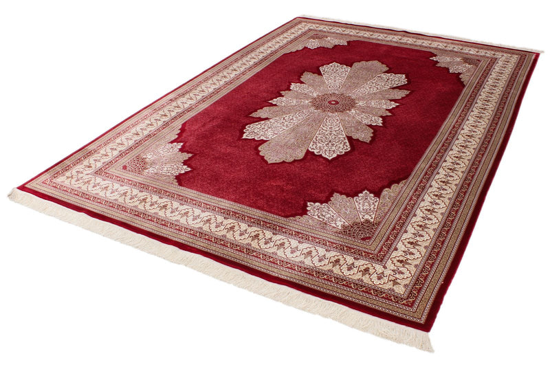 7x10 Red and Ivory Turkish Antep Rug