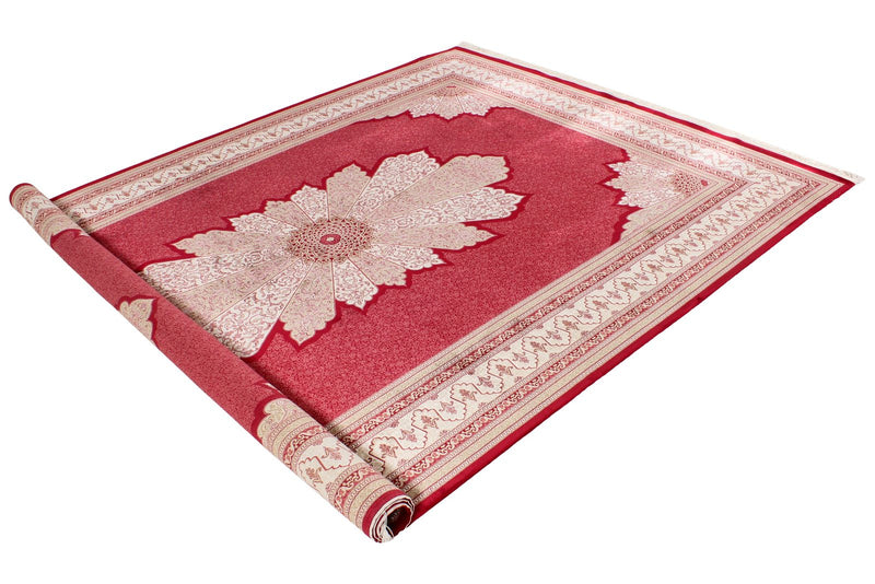 7x10 Red and Ivory Turkish Antep Rug