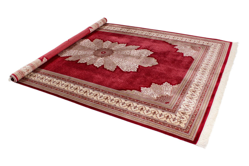 7x10 Red and Ivory Turkish Antep Rug