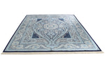 8x10 Navy and White Turkish Antep Rug