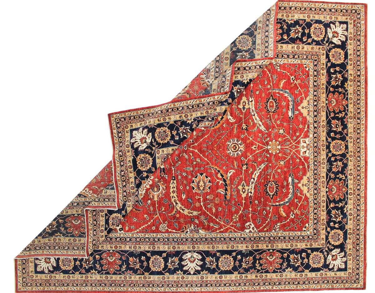 12x14 Red and Navy Anatolian Traditional Rug