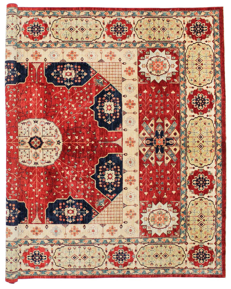 10x14 Red and Ivory Kazak Tribal Rug