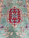 6x8 Green and Red Kazak Tribal Rug