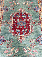 6x8 Green and Red Kazak Tribal Rug