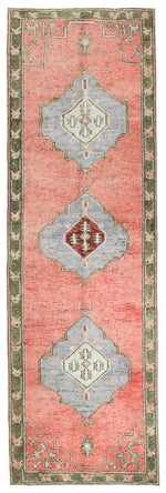 3x10 Pink and Green Turkish Tribal Runner