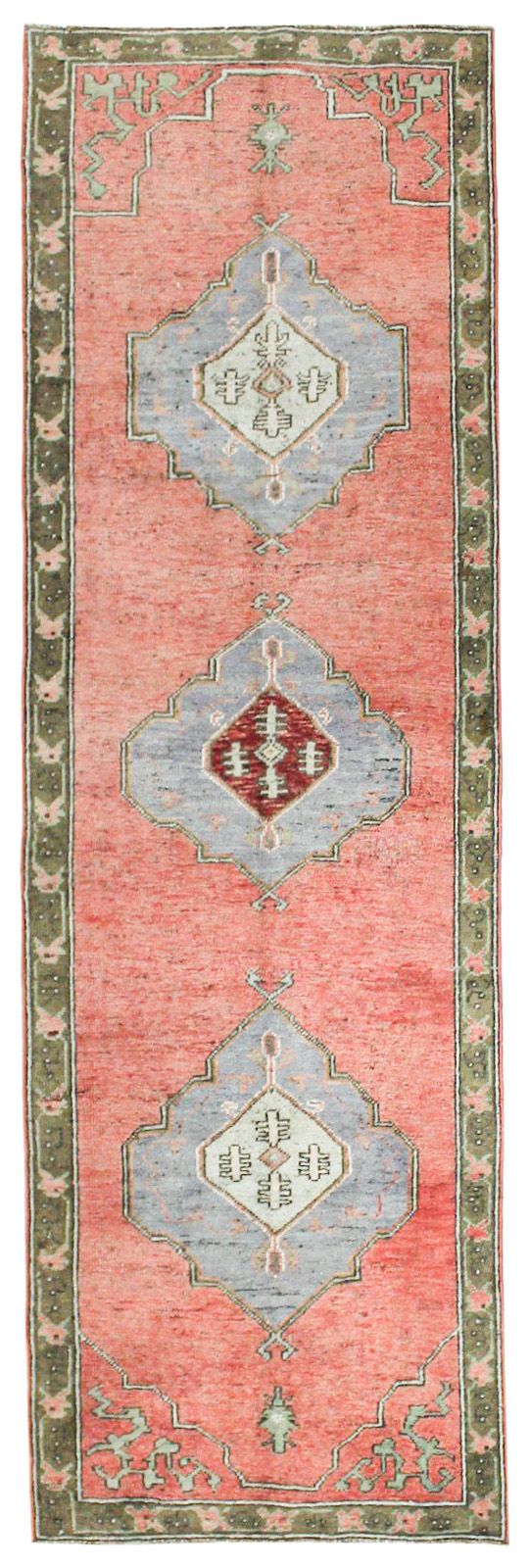 3x10 Pink and Green Turkish Tribal Runner