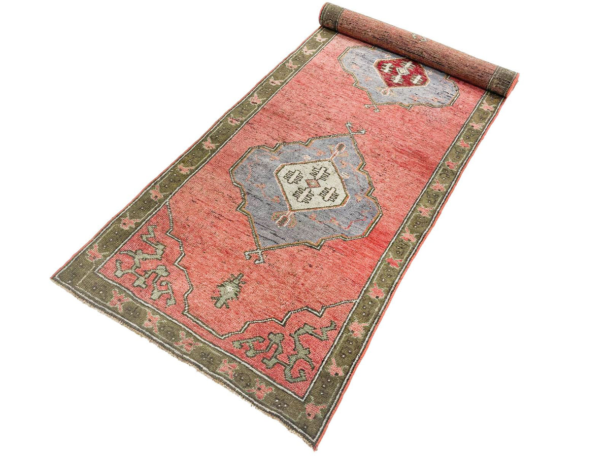 3x10 Pink and Green Turkish Tribal Runner